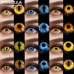 D'ORELLA 1 Pair Halloween Contact Lenses for Eyes Cosplay Multicolored Lenses for Eyes Yellow Contact Lenses Yearly Blue Lenses