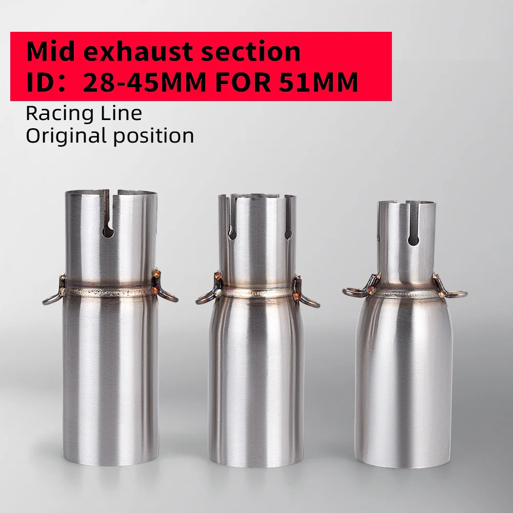 Motorcycle Exhaust Pipe,Suitable universal 51mm Middle Link Pipe,Various Sizes for 28-45mm Adapter,