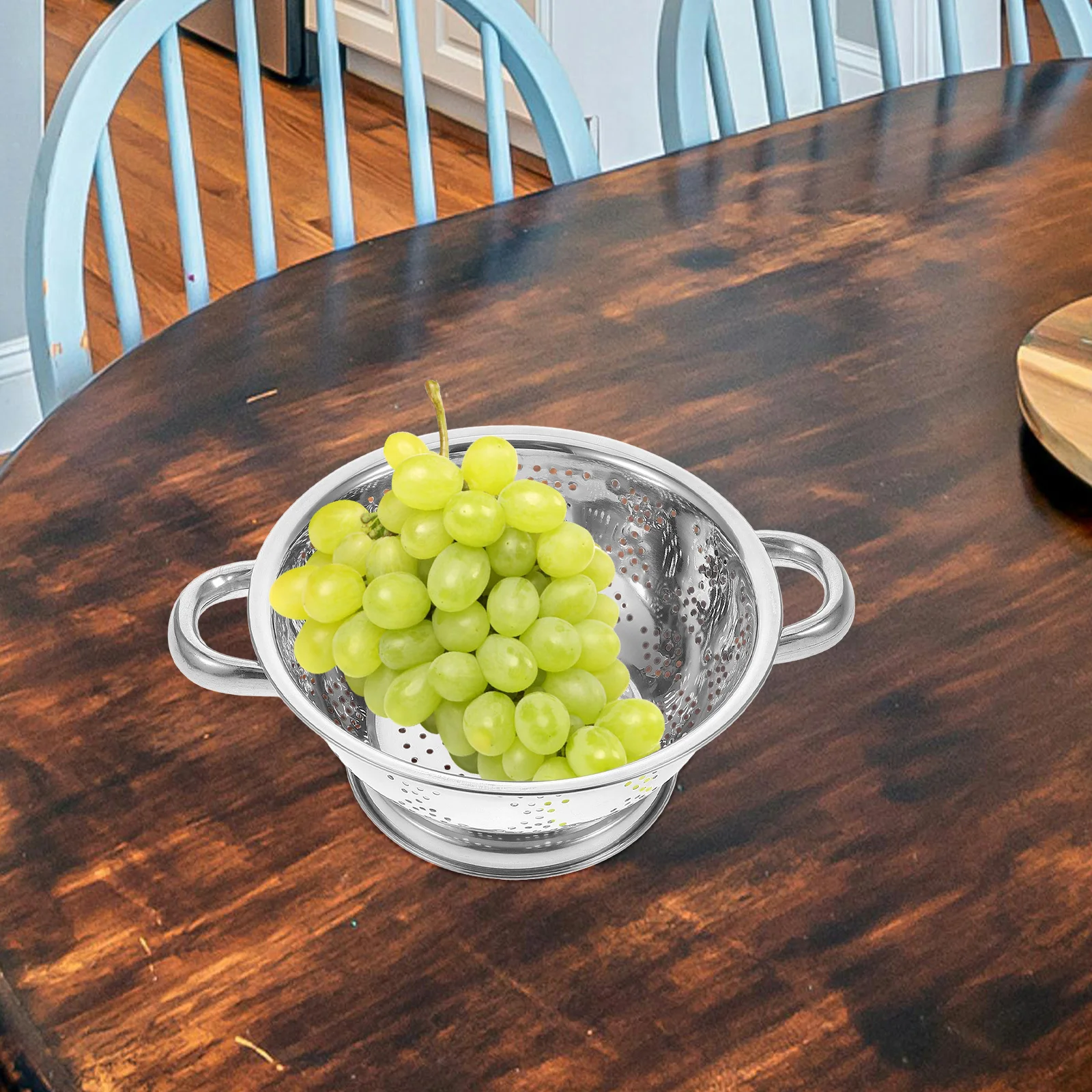 Cesta de frutas de acero inoxidable, escurridor de cocina con agujeros finos de gran capacidad para lavar verduras, colador de fideos de arroz
