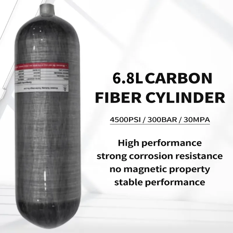 Hot Sale 6.8L High Pressure 4500psi 300bar 30mpa Fully Wrapped Composite Carbon Fiber Gas Cylinder Scuba Tanks For Diving