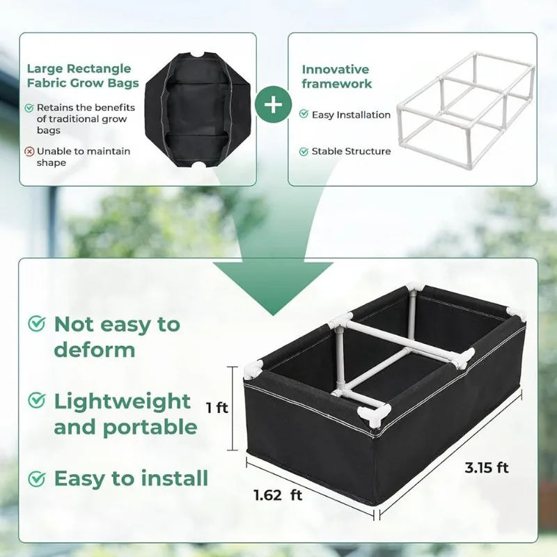 

Садовый мешок-ящик из нетканого материала для выращивания растений, зимняя подставка для рассады - подходит для овощей и цветов (2 шт.)