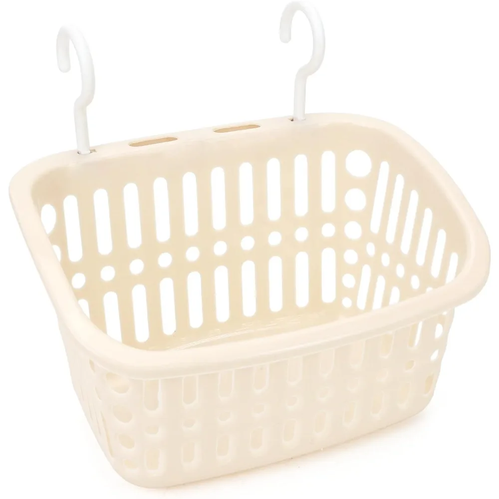 hanging shower caddy organizer with hooks 8.6x4.7 inch – mini rectangle plastic baskets and storage bins with drain holes for dr