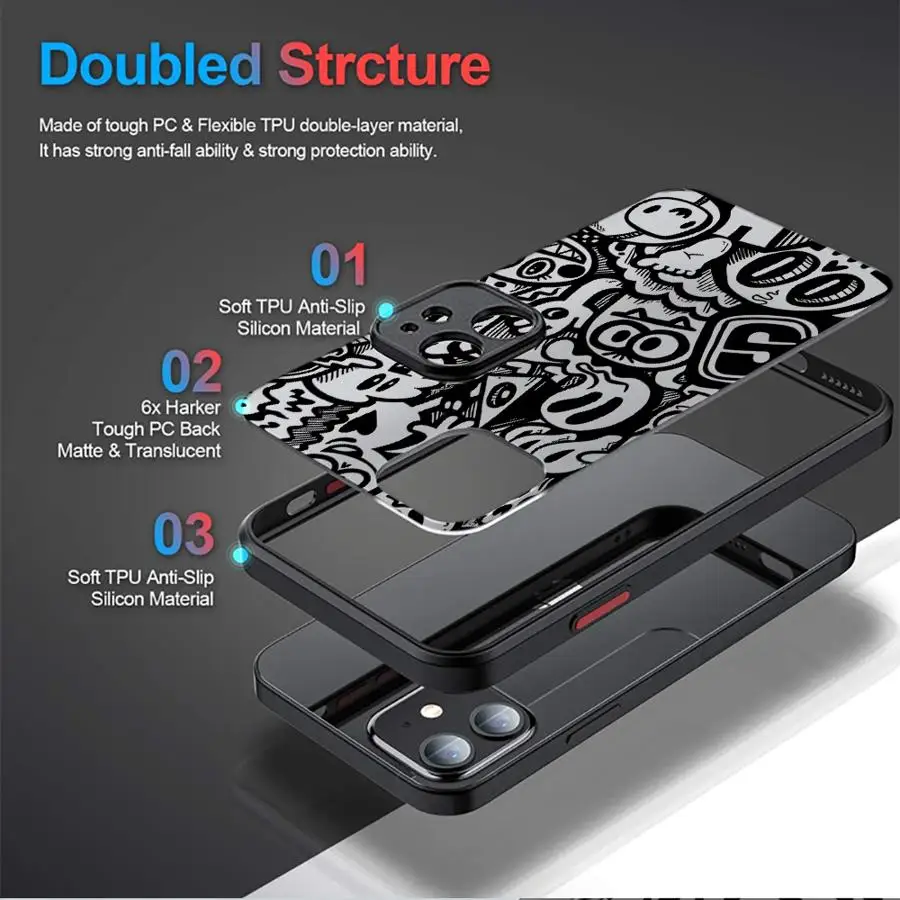 Funda para iPhone 12 16 Pro Max 15 Plus 14 16e X XS 11 7 8 13 Mini funda trasera de teléfono dibujos animados lindo abstracto