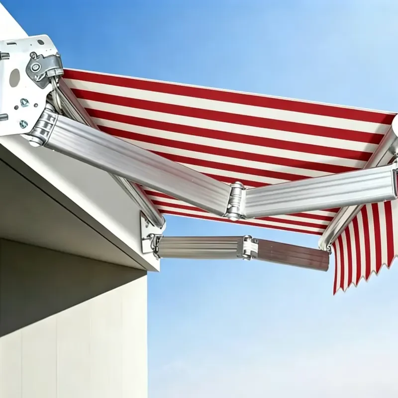 Aluminum Alloy Wall Mounted Retractable Acrylic Sunshade with Remote Control Windproof Anti-Rust for Balcony and Commercial