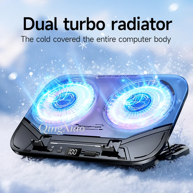 New Unique 2 In 1 Semiconductor Foldable Laptop Cooling Bracket RGB Light 100 Speed Levels 5 Flexible Adjustable Height Gears