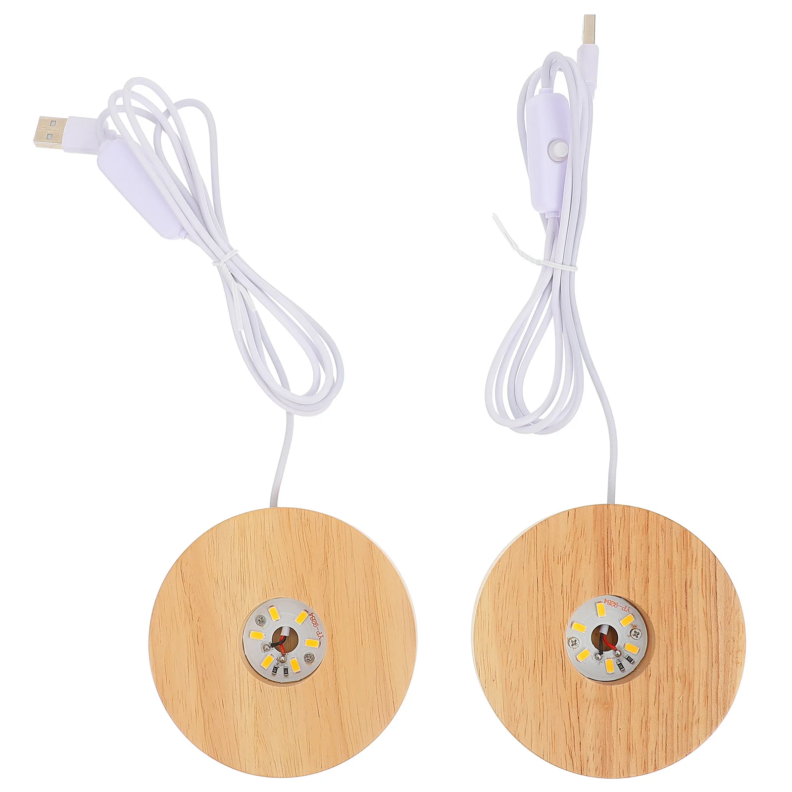 

2pcs Led Light Wood Display Stand For Crystal Glass Sphere Usb Powered Reusable Lighting Decor Night Use Attractive
