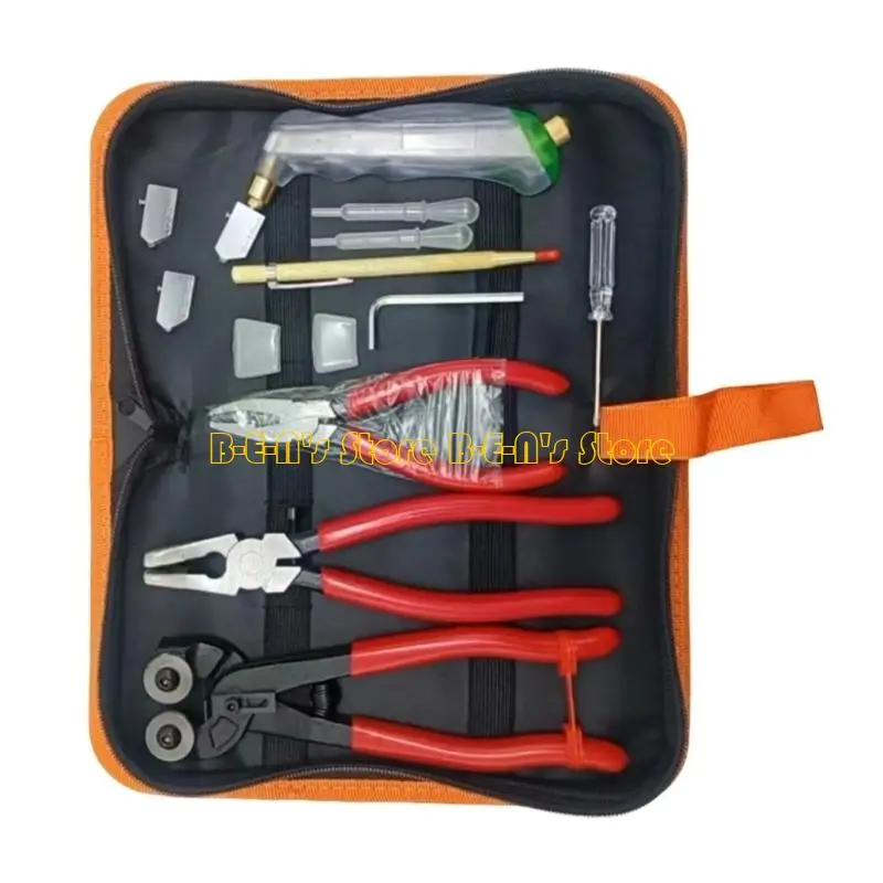 Y1AD Multiple Attachments Craft Construction Glass Cutter and Trimming Plier Set Comprehensive Glass Working Cutter Tool Pack