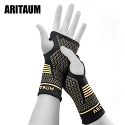1Pair New copper ion sports palm guard, knitted gloves, unisex basketball typing driving tennis wrist protection