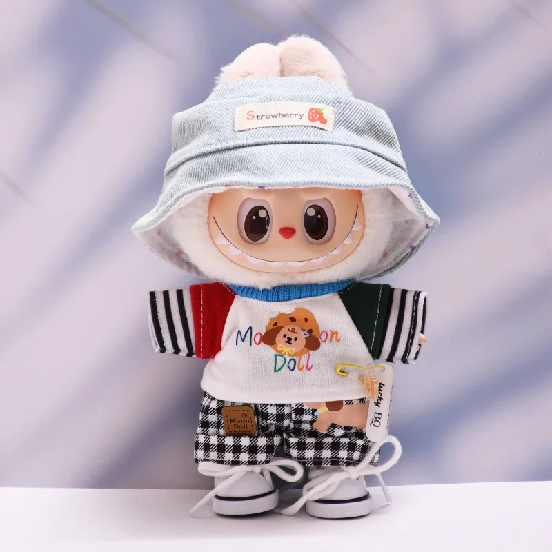 

17cm Labubu 1-3 Gen Doll Outfits | Puppy-themed T-shirt & Pants | Clothes for Labubu Pendants Accessories