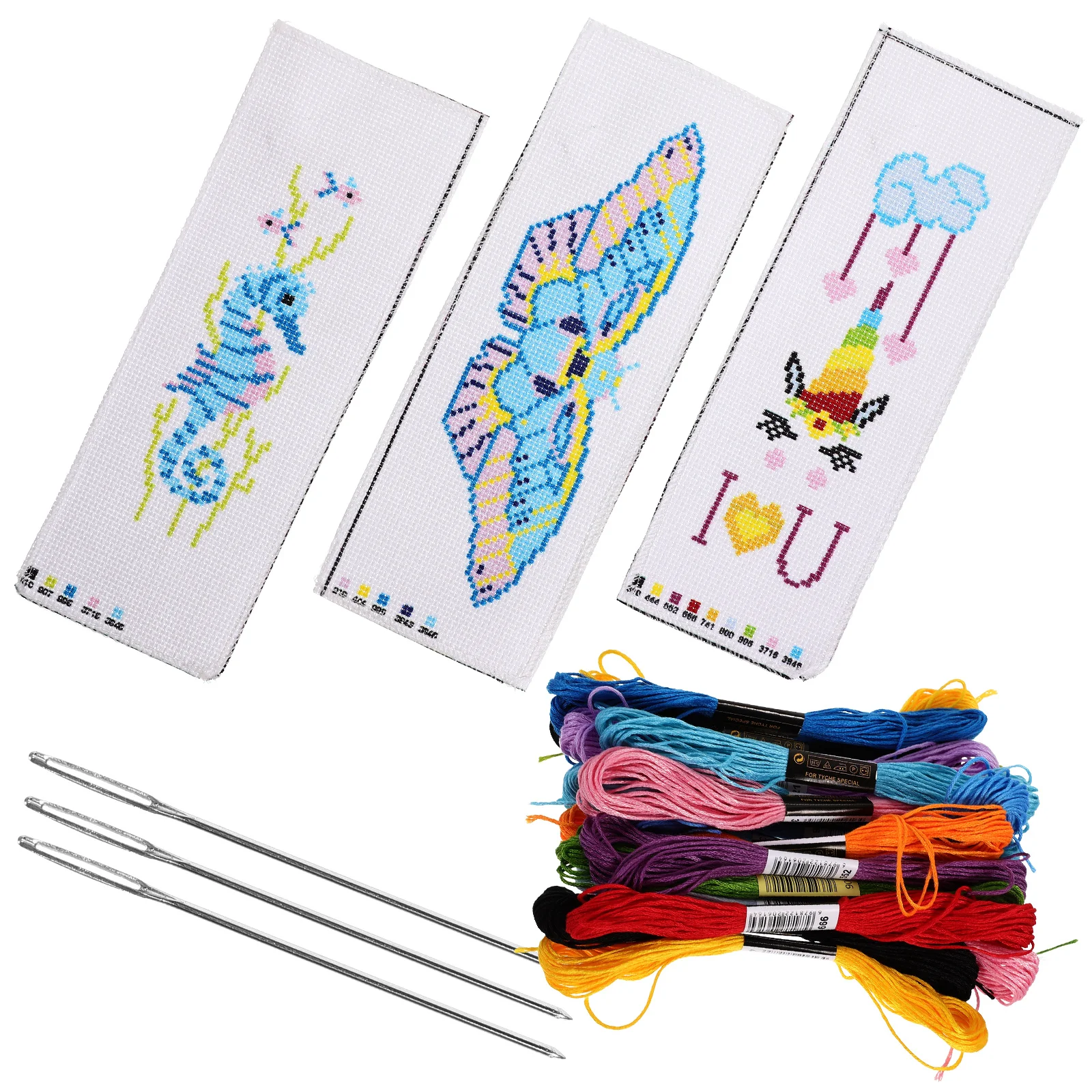 

3 Sets DIY Bookmark Material Package Fabric Adult Women Embroidery Kits Bookmarks Sewing