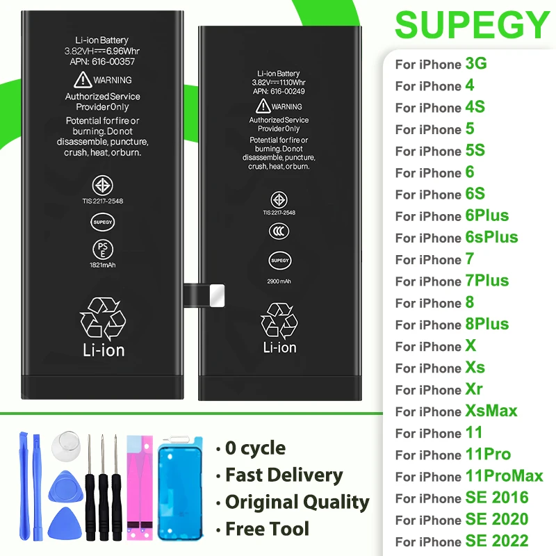 Phone Battery for Apple IPhone 3G 3GS 5 6 S 7 Plus 8plus X Xr Xs Max 11 Pro Max Replacement Bateria for Iphone 8 Batteries