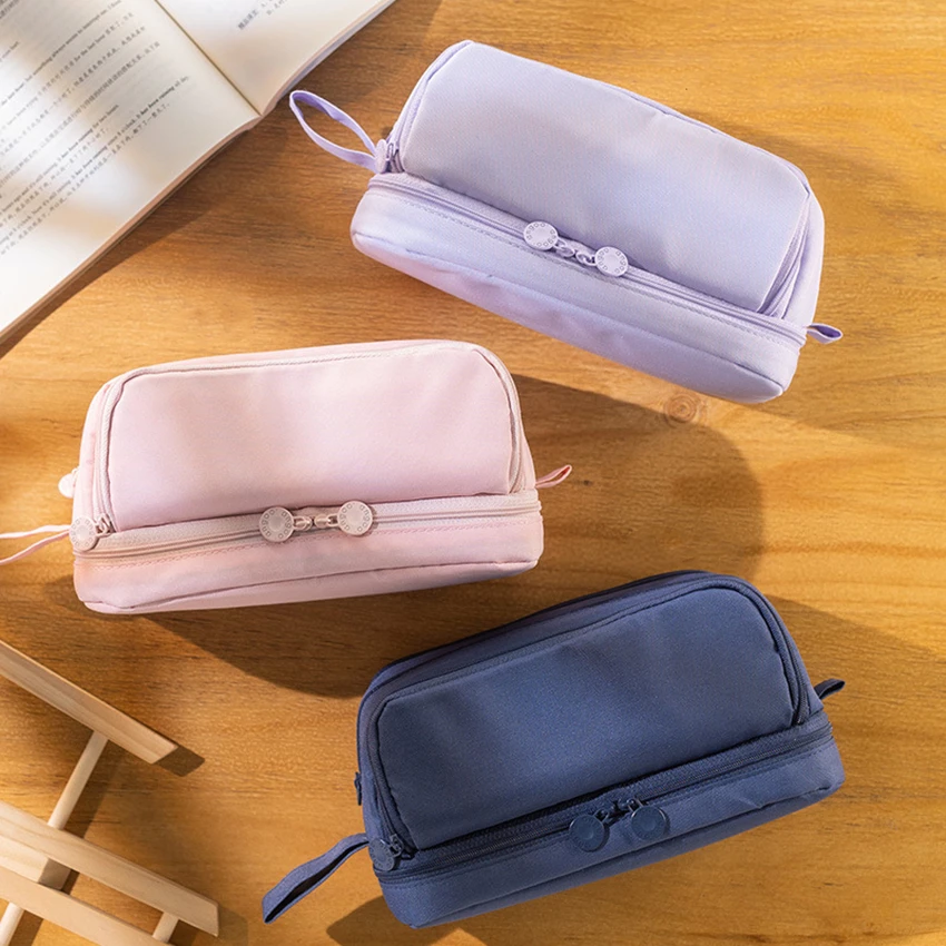 Big Pencil Case Pencilcase Cases Pouch Double Windows School Bags For Girls Supplies Lapiceras Estuche Escolar Papeleria Kawaii