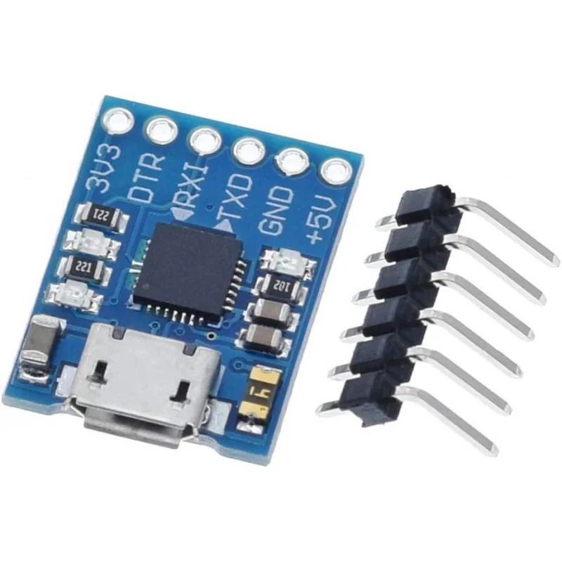 2 peças cp2102 micro usb para uart ttl módulo conversor serial de 6 pinos com fusível reajustável, suporta saída de energia 3.3v/5v