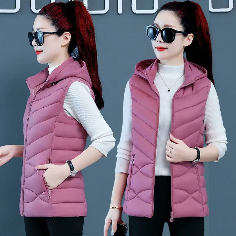 Autumn Winter Women Vest Jacket Sleeveless Casual Female Warm Ladies Removable Hooded Waistcoat Outerwear Coats for Woman