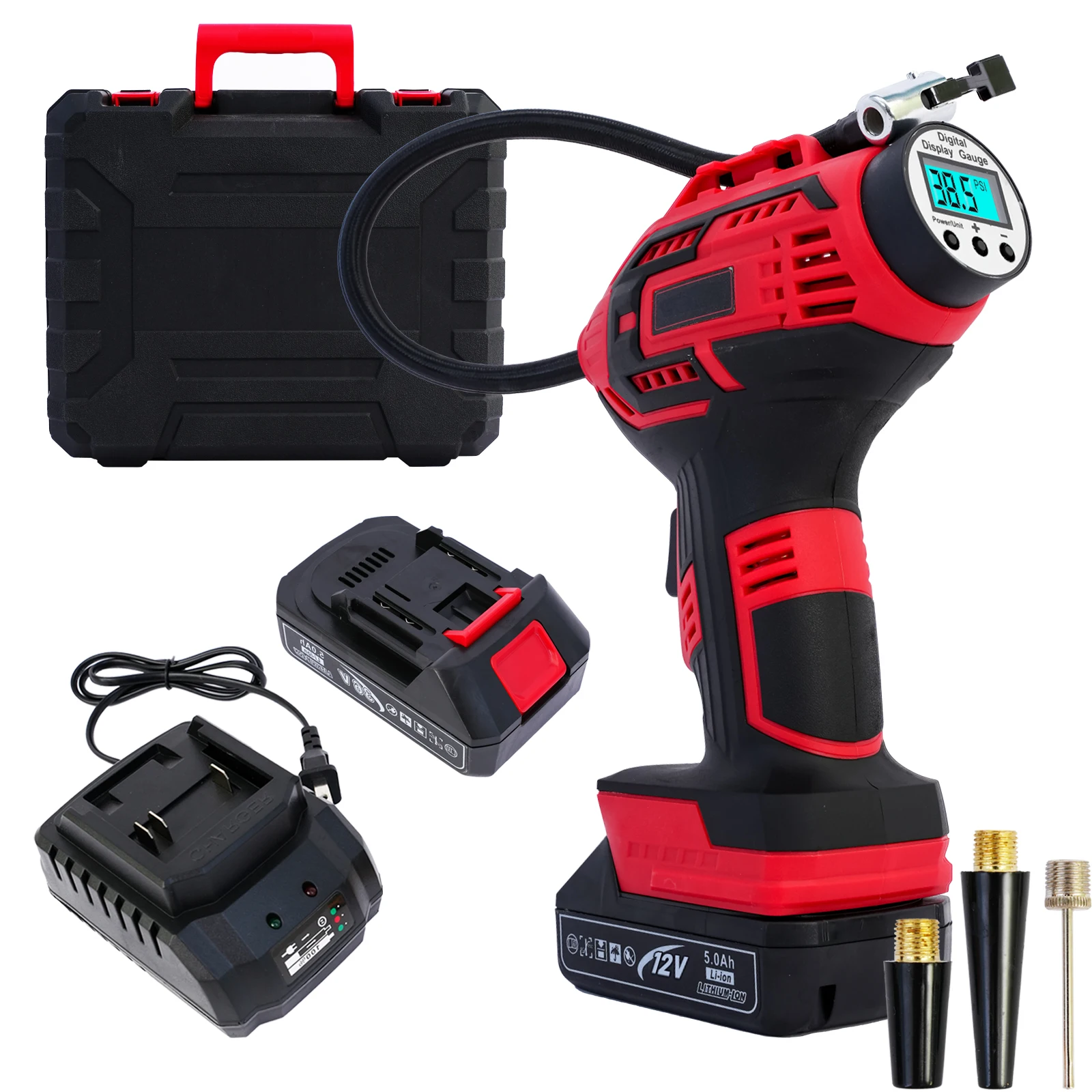 Air Compressor 20V Car Tire Inflator Air Pump Portable 12V Car Adapter Digital Display for Car Motorcycle Bicycle Tires Balls