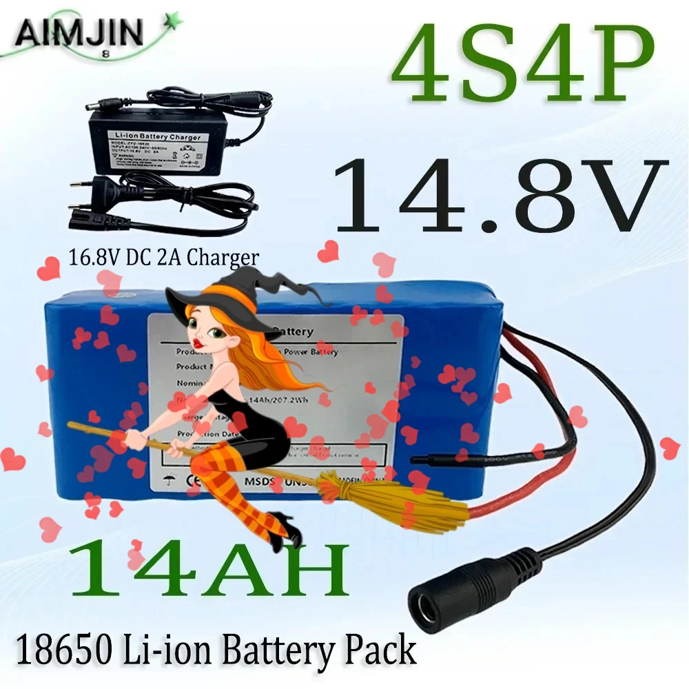 

Светодиодный светильник для ночной рыбалки 4S4P 14,8 В 14 Ач 18650, литий-ионный аккумулятор 16,8 В, нагреватель света для шахтера, усилитель, аккумулятор BMS + зарядное устройство