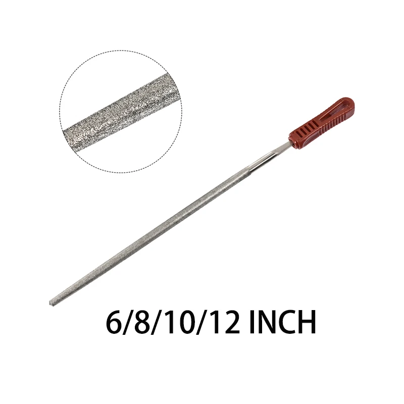 6/8/10/12 Inch Round Diamond File Coating Needle File Coated Plastic Handle Hand Tool for Grinding Polishing Tool Hand Tool File