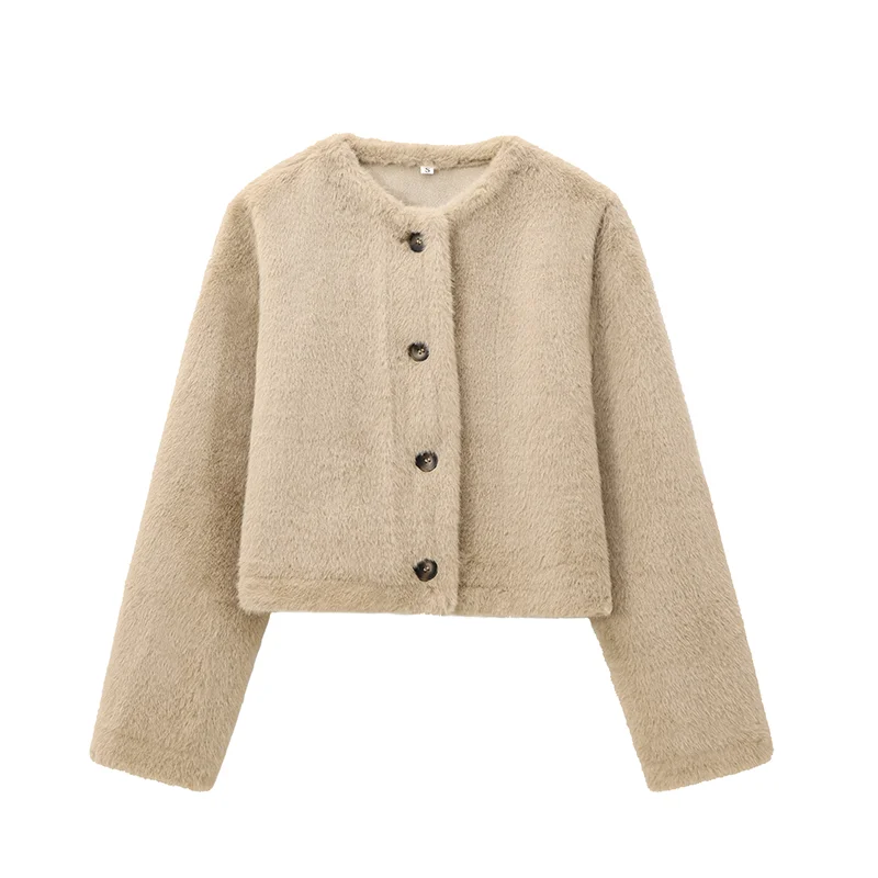 ZAB, осеннее новое женское пальто из синтетического меха с эффектом мои, круглое пальто из полиэфирного волокна, универсальное Sle 638269