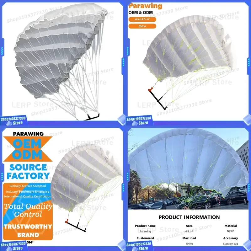 Parawing 4.5M Eco-Friendly Nylon Men's All-Around SUP Kitesurfing Surfing Skateboard Teaching Kite Wind Foil Paraglider