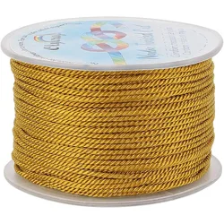55 Yards 1mm Twisted Satin Nylon Cord 3-Ply Goldenrod Twisted Cord Trim String Thread for Crafts and Jewelry Making