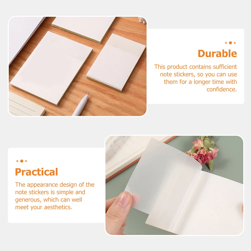 

6pcs Transparent Waterproof Note Pads Memo Stickers Office Supplies Clear Student Stationery PET Material