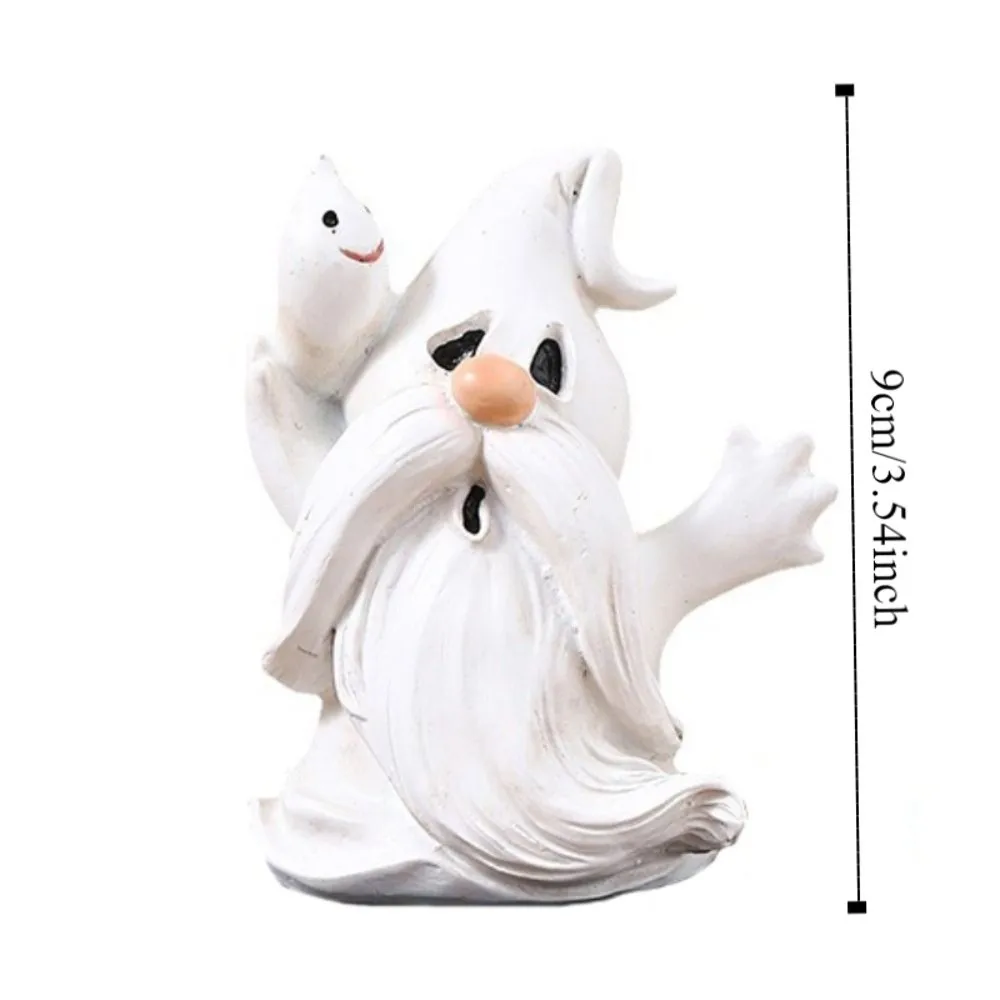 Patung Hantu Resin Bertema Halloween Model Kerajinan Kartun Ornamen Hantu Berdiri Boneka Lucu