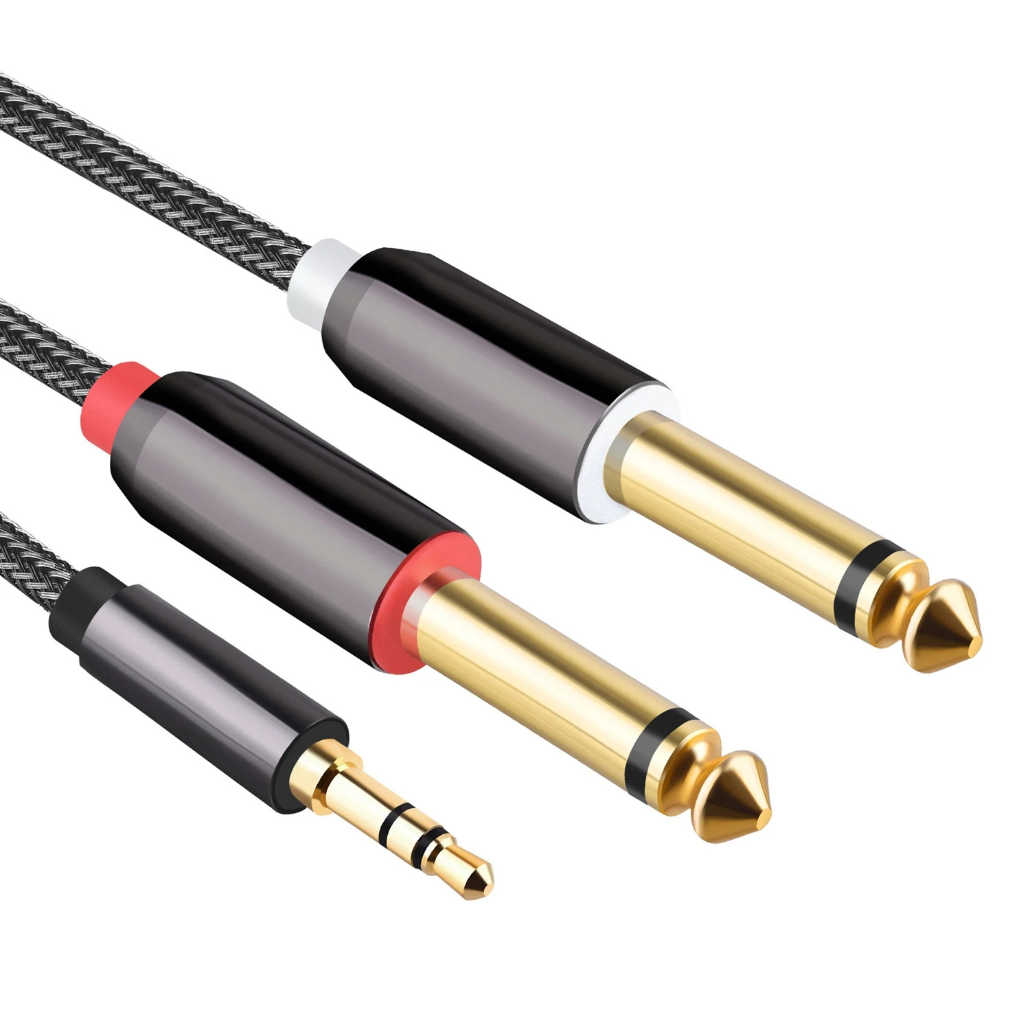 Câble audio pour centre commercial, répartiteur de haut-parleur d'amplificateur, 3.5mm à double, 6.35mm, m x câble, 2X6.5 Jack à 3.5 mâle, 1m, 3.28 Federation