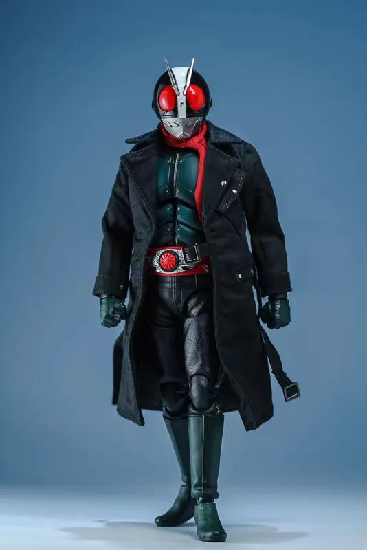 Feito à mão escala 1/12 masculino novo no.2 clássico guerreiro japonês trench coat com lenços vermelhos duplos manto para figura de ação de 6 polegadas