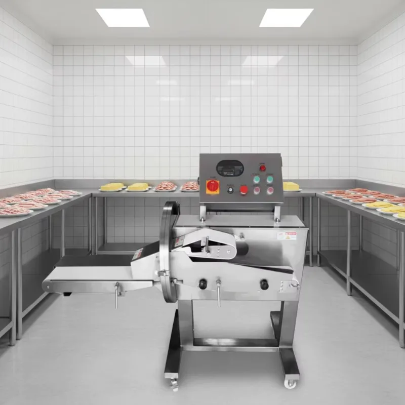 【Best-selling】Small Meat Cut Machine Pig Ear Slicing Sausage Slicer Conveyor Belt Raw Meat Slicer Bacon Slicing Machine