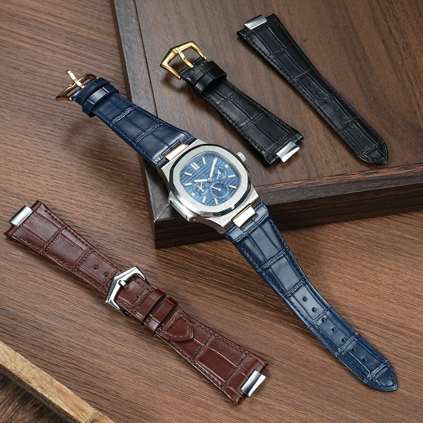 para-patek-philippe-5711-5712g-nautilus-reloj-hombres-concavo-boca-convexa-correa-de-piel-de-vaca-25x12mm-con-conector-de-interfaz-de-metal