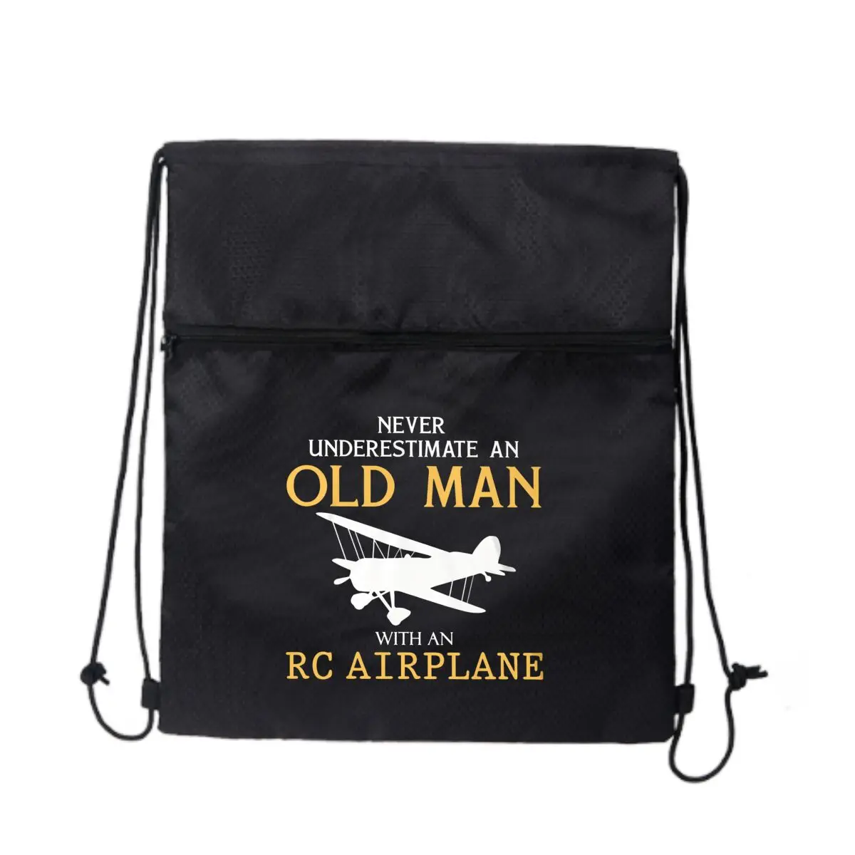 

Старый человек Самолет Ретро Веселая уличная сумка на молнии на шнурке: смелые принты в городском стиле