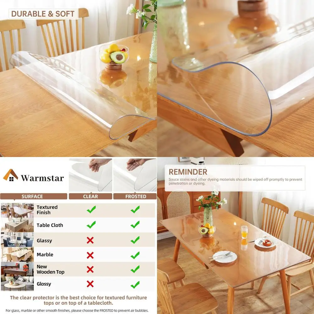 Pelindung Meja Transparan Tebal 2mm, Pelindung Penutup Meja Transparan 48x84 Inci, Penutup Meja Plastik, Alas Meja Transparan, Pelindung Meja