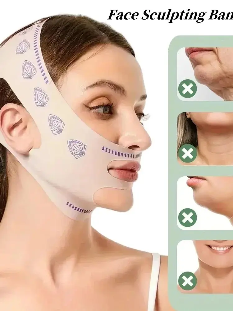 Bandeau de sommeil sculptant le visage 2026, réducteur de double menton, masque amincissant en V, outil de lifting facial réutilisable
