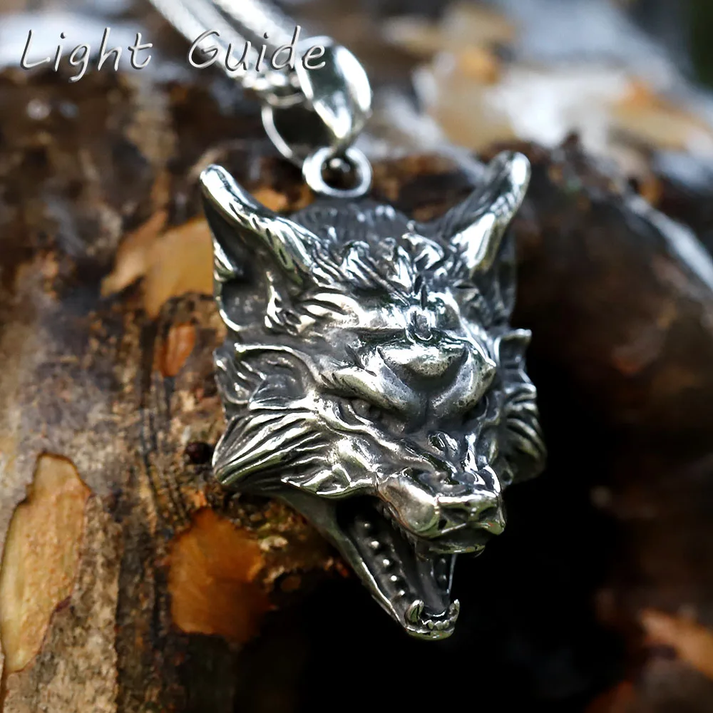 2022 NEW Men's 316L stainless-steel Arrival Viking Celtic Double Wolf Head Pendant Animal Jewelry free shipping for gift