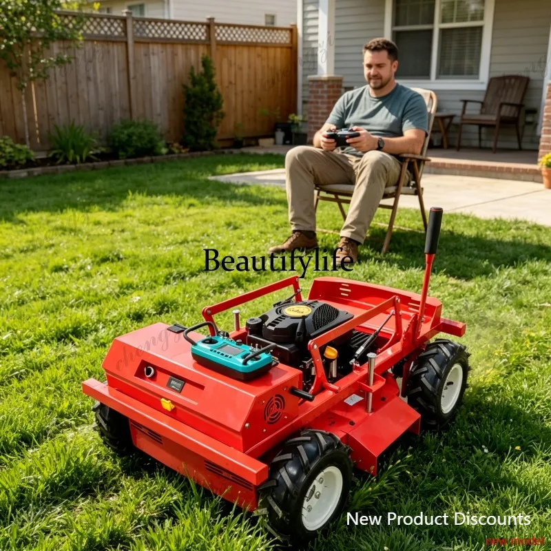 Asmt Customized RC All-Terrain Crawler Mower Robotic Safety Emergency Stop Adjustable Cutting Lifting Lawn Device