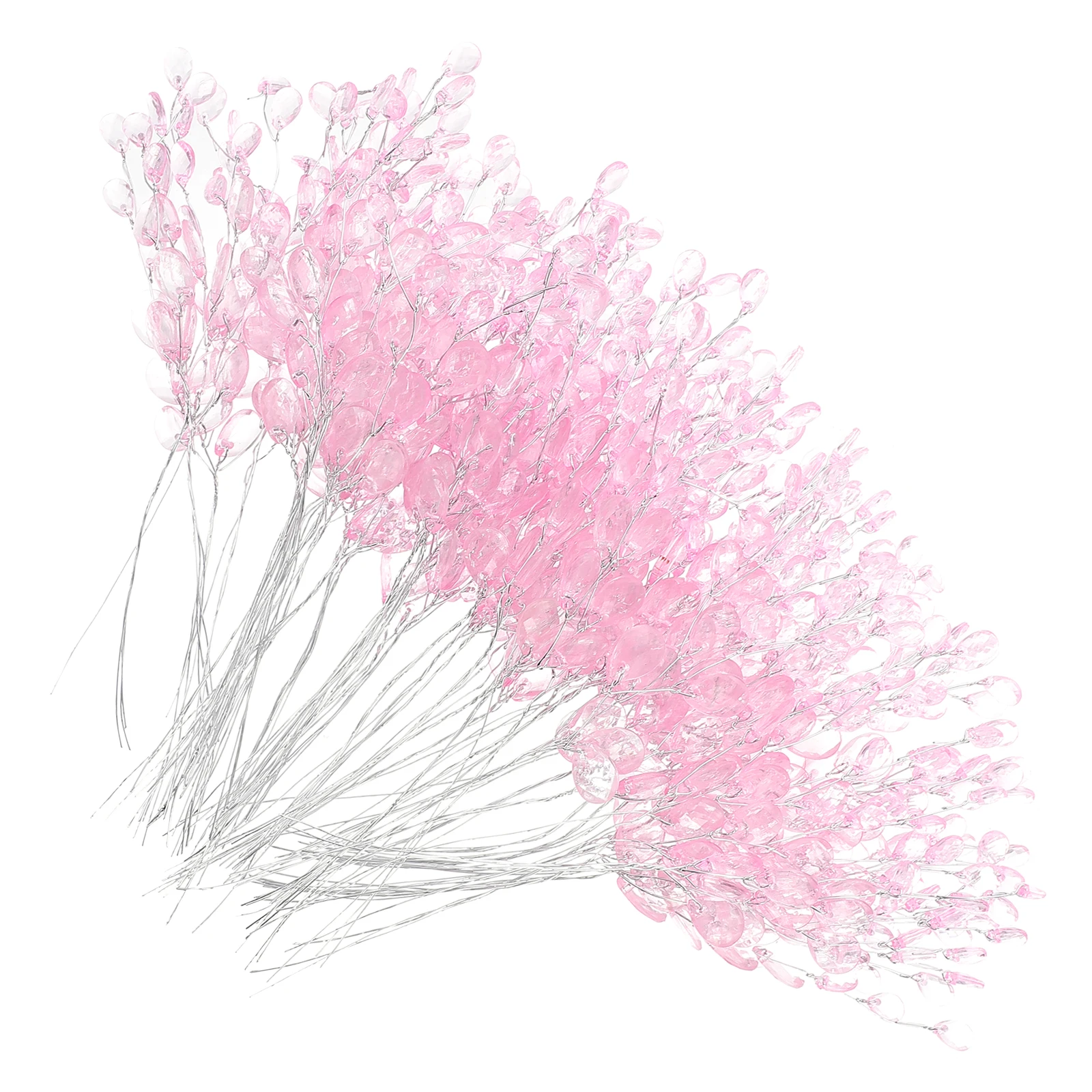 

Artificial Flower Decoration Clear Acrylic Beads Crystal Bouquet Sticks Pink Fake Floral DIY Accessories Wedding