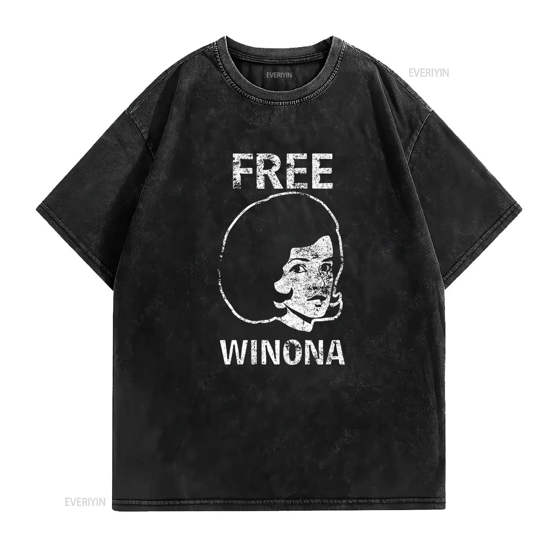 Camiseta Vintage Free Winona para Hombres con Diseño Retro de Heathers Shoplifting Depp Ryder Cuello Redondo Casual vintage