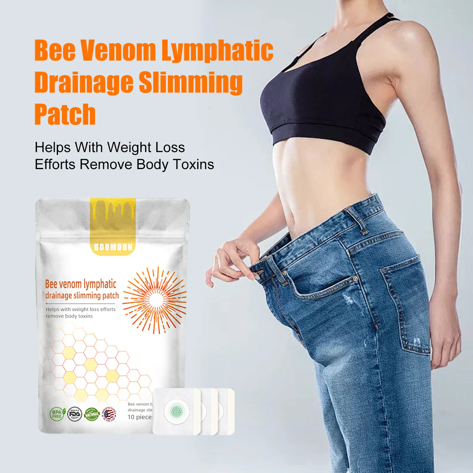 Fat Burning Anti-Swelling Slimming Patch Lymphatic Detoxification Swelling Slimming Patch Detox Abdominal Bee Venom Patches 다이어트