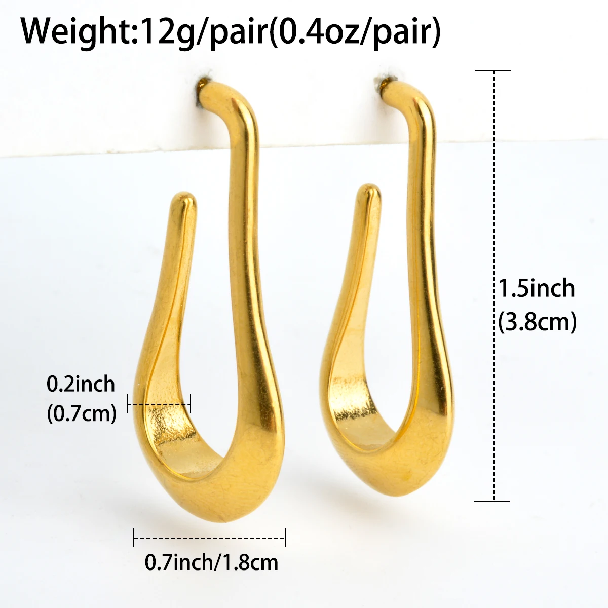 Women Vintage Geometric Drop Earring Lightweight Stylish Hoops for Glossy Stainless Steel Thick Gold Plated Chunky Hoop Earrings