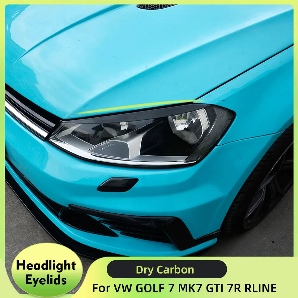 Dry Carbon Fiber Headlight Eyelids Eyelashs Headlamps Eyebrows Trim Sticker for VW GOLF 7 MK7 GTI 7R RLINE 2014-2018