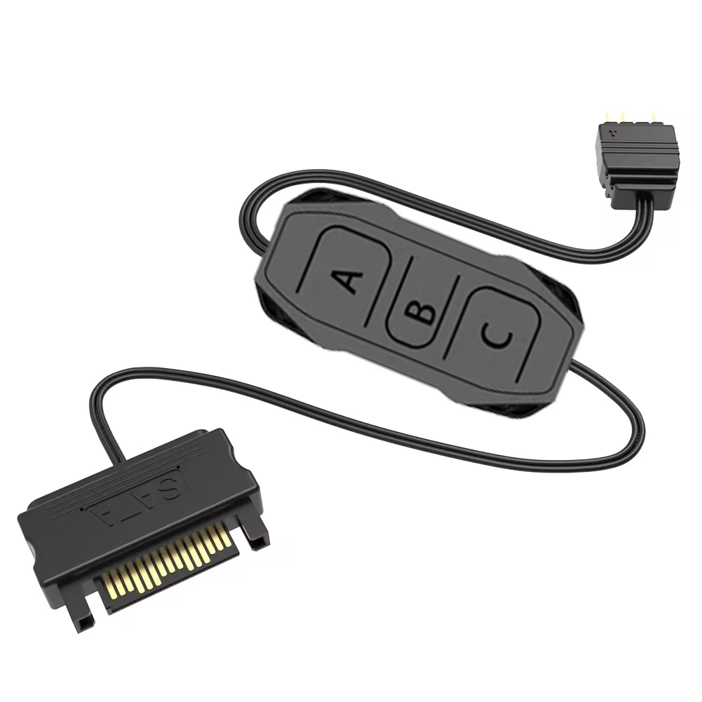 Aura RGB Controller com controle remoto, plástico SATA Power Supply, Light Strip, 5V, 3Pin