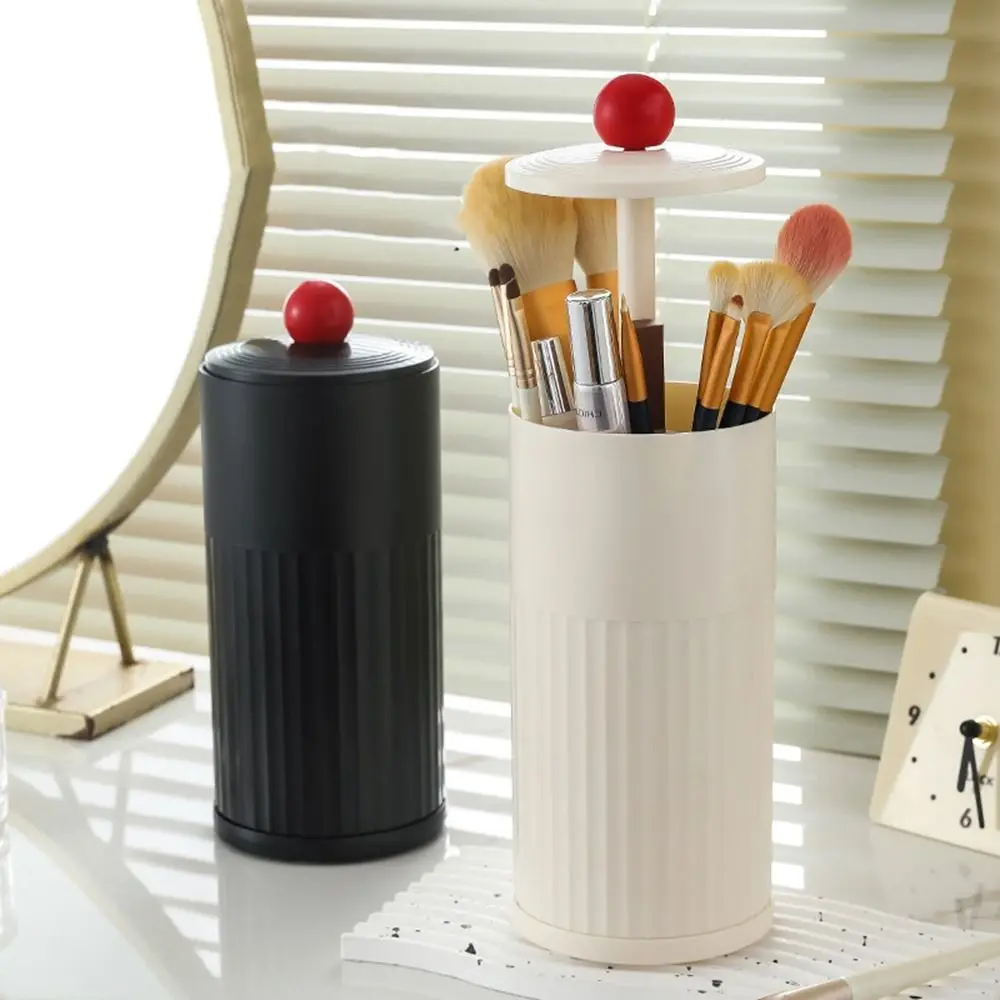 

Plastic Automatic Lifting Makeup Brush Holder Press Type with Lid Lipstick Storage Box Dustproof Cosmetics Storage Box for Home