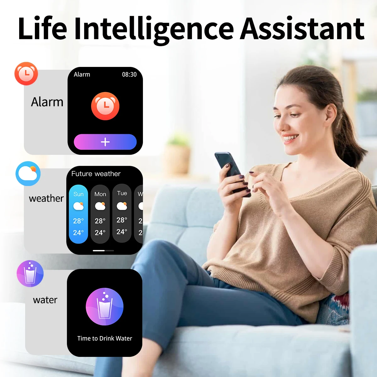 ساعة ذكية رياضية متعددة الوظائف متعددة الوظائف ، مكالمة لاسلكية ، موسيقى ، تذكيرات رسائل متعددة التطبيقات ، ساخنة