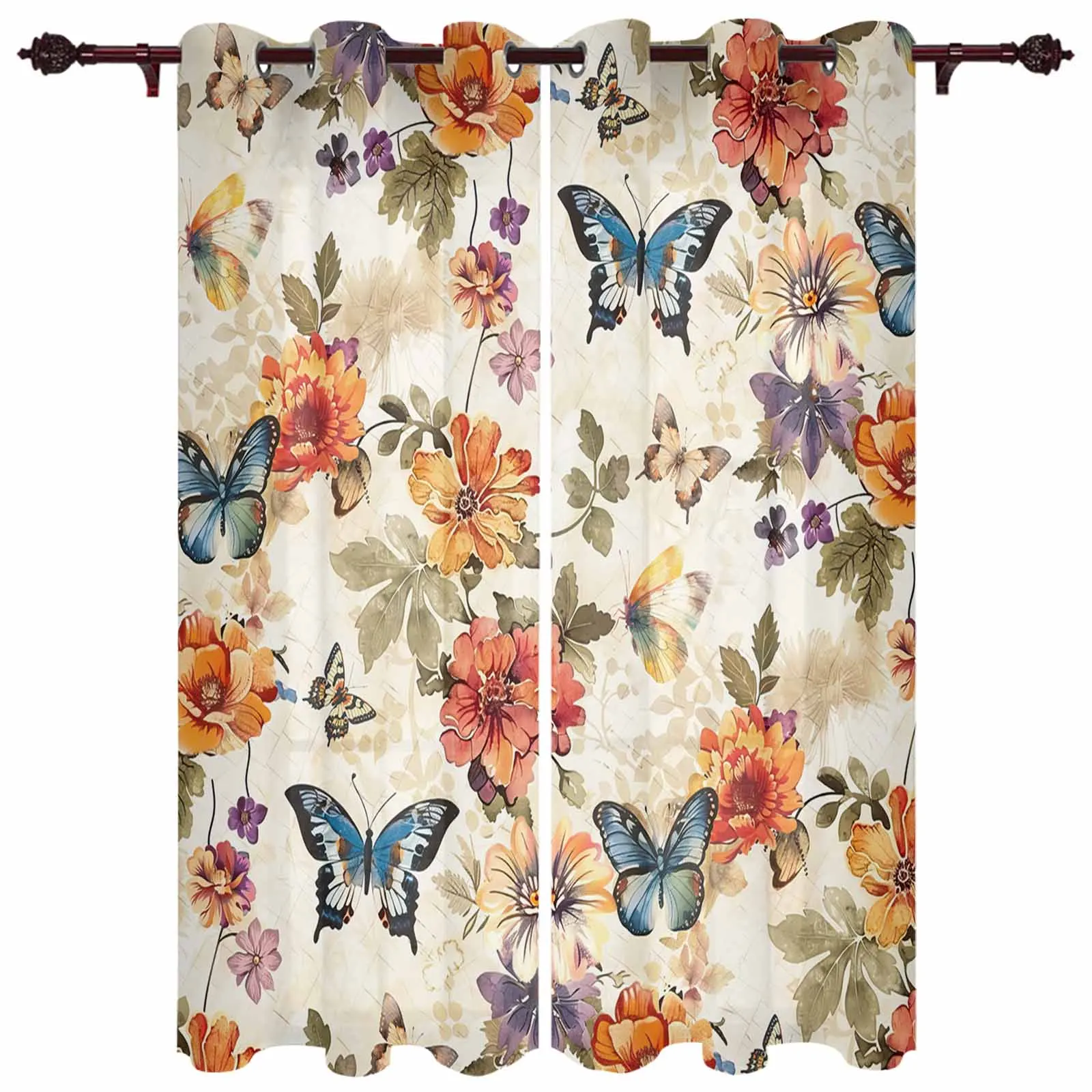 Bug Butterfly Flower Window Window Curtains Living Room Bathroom Bedroom Decor Kids Window Treatment