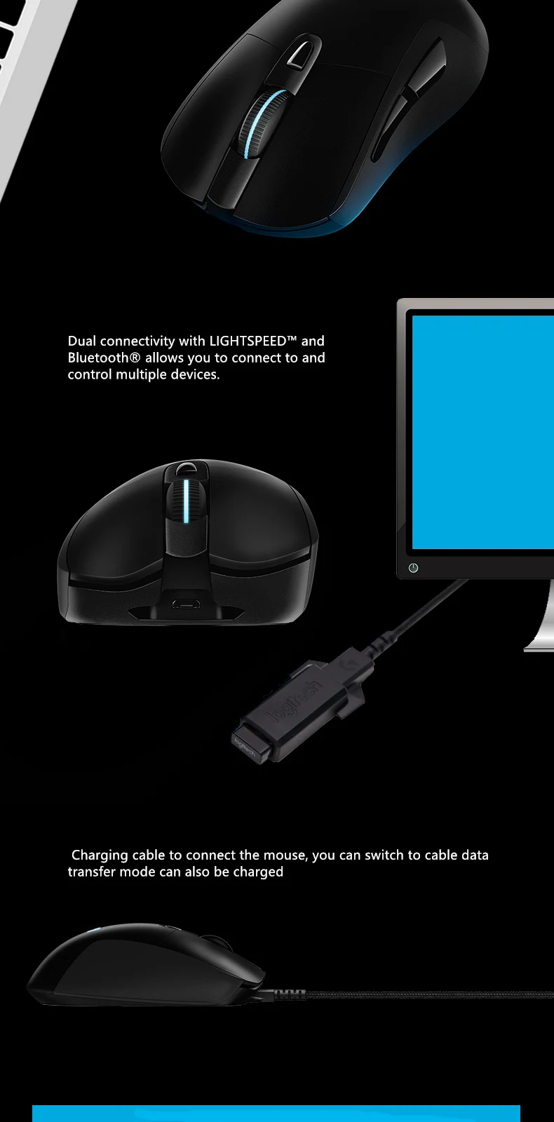 Mouse Gaming Wireless Logitech® G703 LIGHTSPEED Con Sensore HERO - 10