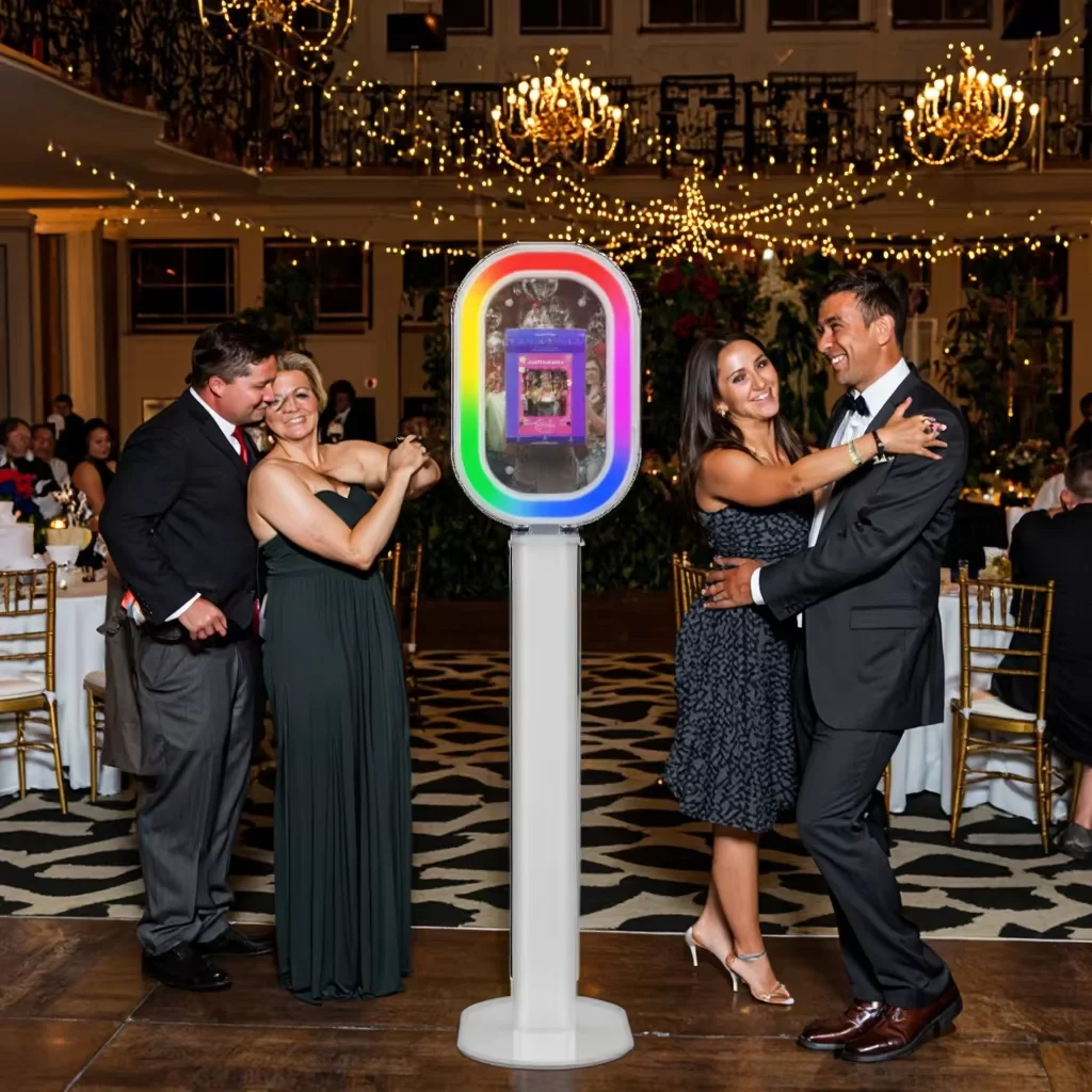 

Salsa photo booth housing with acrylic mirror and flight case holder, connected to came ra and printer for photo booth