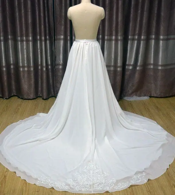 

Chiffon Removable applique Wedding Skirt Bridal Wedding Overskirt bride Train,custom size