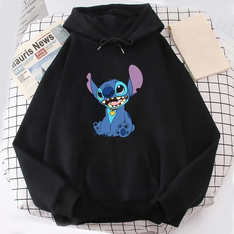 Lovely Pattern Fashion Male Sweatshirts Pocket Disney Stitch Cartoon Clothing Cozy Men Hoodies Autumn Winter Popular Pullover