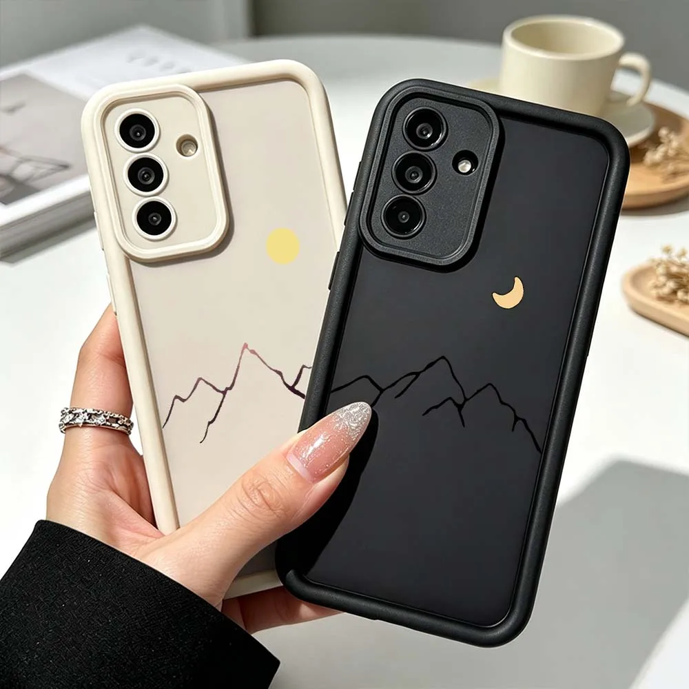 Minimalist Sun Moon Mountain For Samsung Galaxy A73 A57 A56 A55 A54 A53 A52s A37 A36 A35 A33 A17 A16 A07 A06 A05 Phone Case
