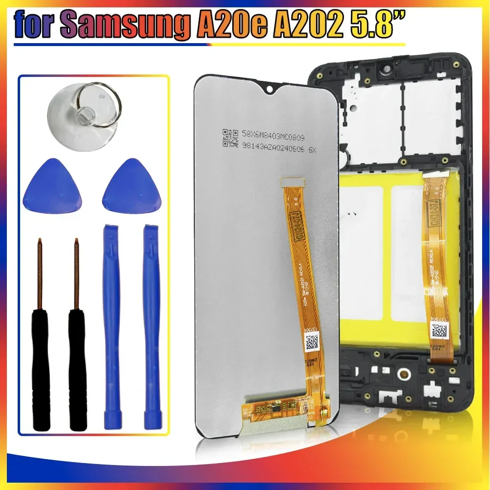 New Tested LCD for Samsung Galaxy A20e A202 LCD Display Touch Screen Digitizer Assembly Replacement for Samsung A20e A202F LCD